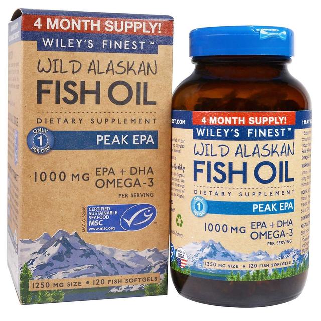 Wileys Finest Wiley's Finest, Wild Alaskan Fish Oil, Peak EPA, 1,250 mg, 120 Fish Softgels on Productcaster.