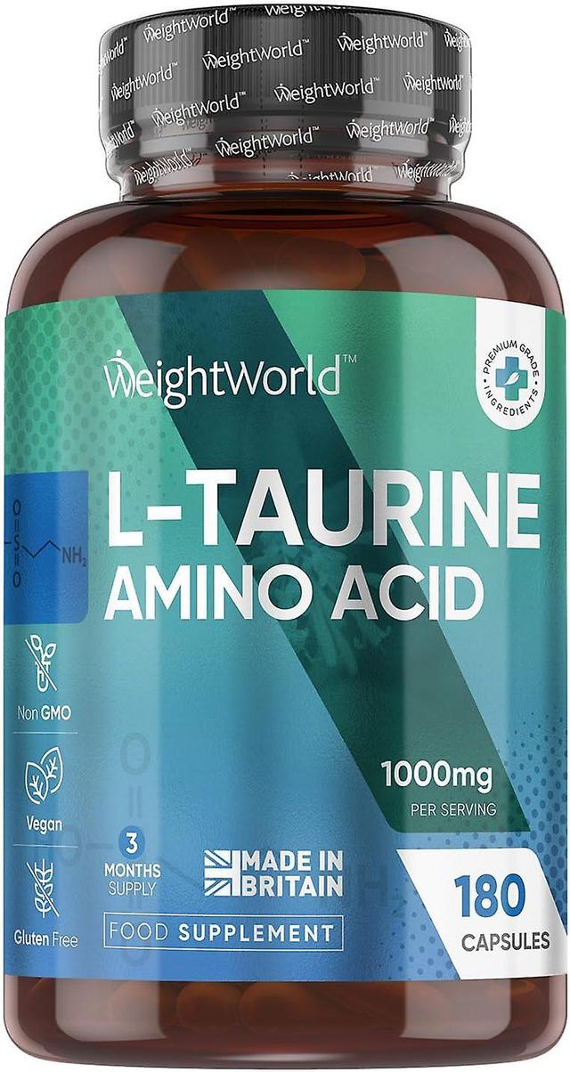 WeightWorld L Taurine 1000mg Capsules - 180 High Strength Taurine Capsules (3 Months Supply) - Vegan Amino Acid Taurine Supplement for Overall Health on Productcaster.