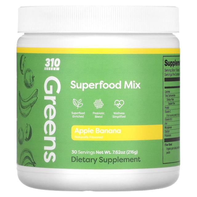 310 Nutrition, Greens, Superfood Mix, Apple Banana, 7.62 oz (216 g) on Productcaster.