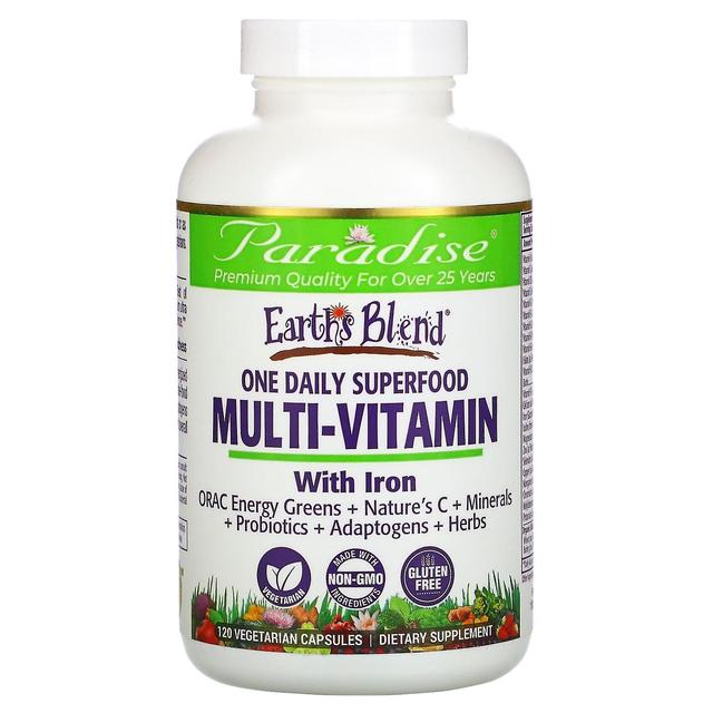 Paradise Herbs, Earth's Blend, One Daily Superfood Multi-Vitamin with Iron, 120 Vegetarian Capsules on Productcaster.