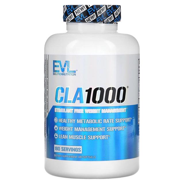 EVLution Nutrition, CLA1000, Controle de Peso Livre de Estimulantes, 180 Cápsulas de Gelatina Gelatina Suave on Productcaster.