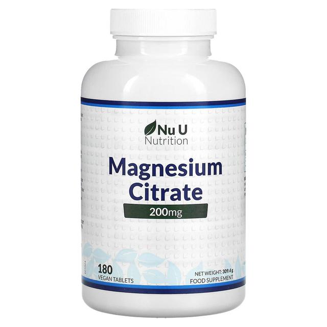 Nu U Nutrition, Magnesium Citrate, 200 mg, 180 Vegan Tablets on Productcaster.