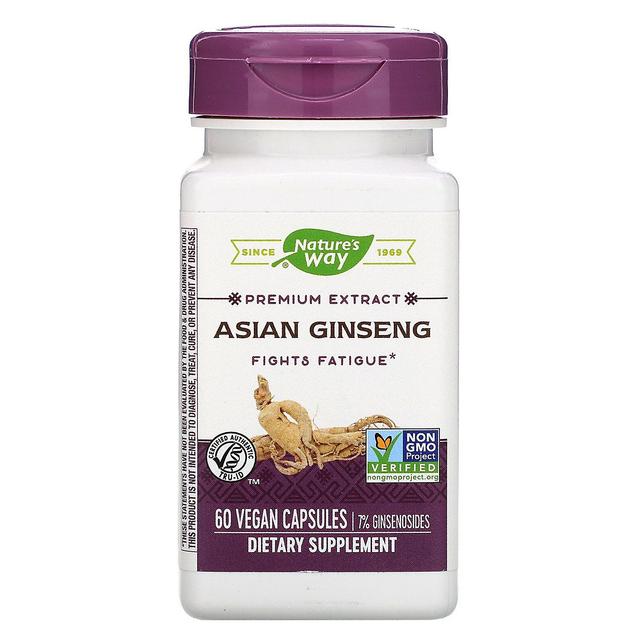 Nature's Way, aasialainen ginseng, 60 vegaanista kapselia on Productcaster.