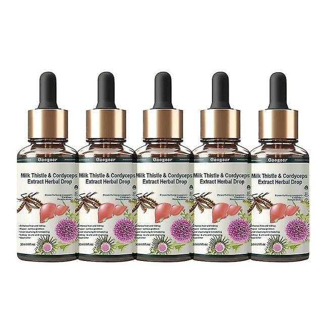 Mariadistel & Cordyceps Sinensis Druppels, Krachtige Lever Ondersteuning Lever Detox Lever Care Herstel, Herba 5pcs on Productcaster.