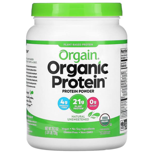 Orgain, Organic Protein Powder, Plant Based, Natural Unsweetened, 1.59 lbs (720 g) on Productcaster.