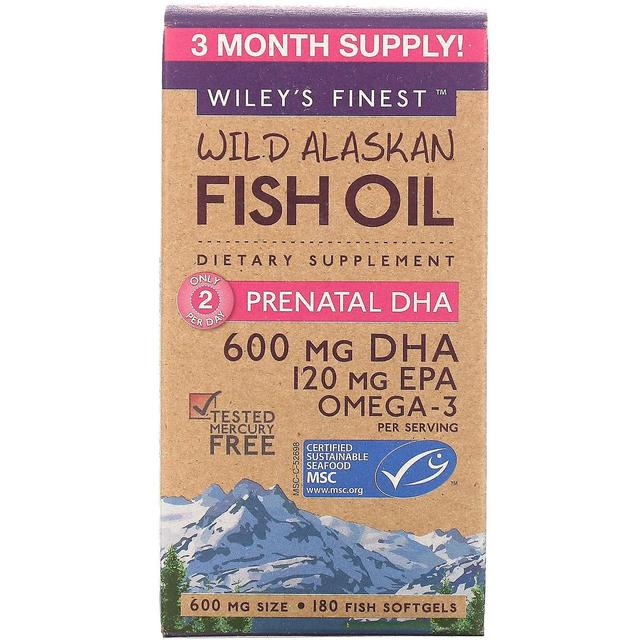 Wileys Finest Wiley's Finest, Wild Alaskan Fish Oil, Prenatal DHA, 600 mg, 180 Fish Softgels on Productcaster.