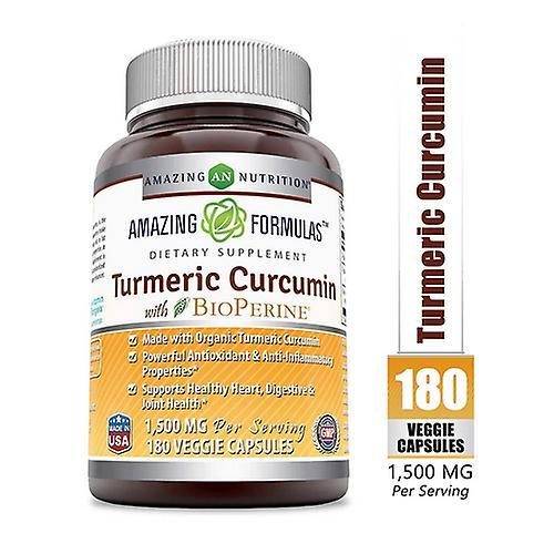 Amazing Nutrition Amazing Formulas Turmeric Curcumin BioPerine, 1500 mg, 180 Veg Caps (Pack of 1) on Productcaster.