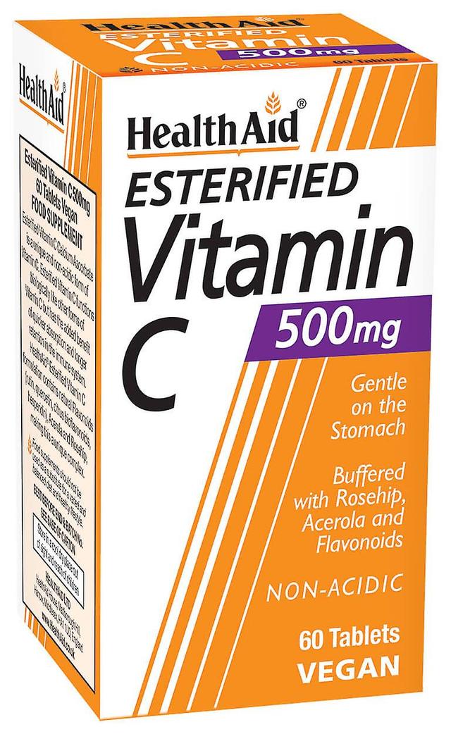 Health Aid Esterfied, Vitamin C 500mg, Calciumascorbat mit Bioflavonoiden, Acerola und Hagebutte, 60 vegane Tabletten on Productcaster.