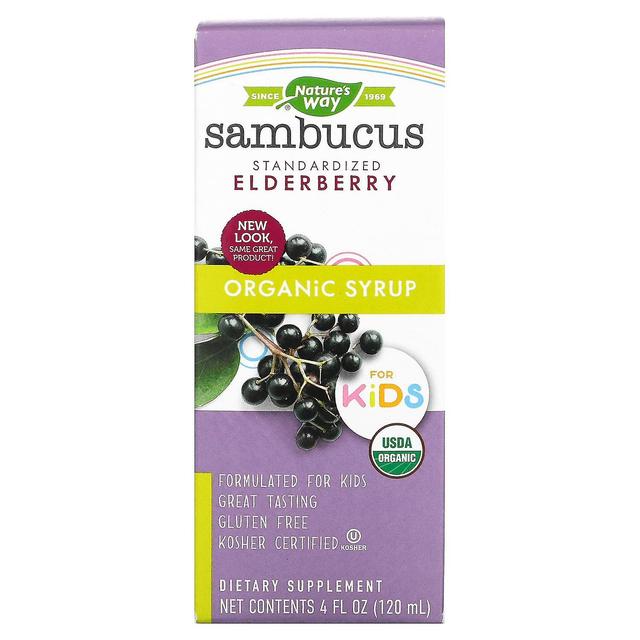 Nature's Way, Organic Sambucus Syrup for Kids, Standardized Elderberry, 4 fl oz (120 ml) on Productcaster.