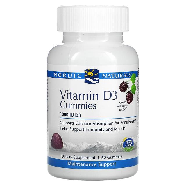 Nordic Naturals, Vitamin D3 Gummies, Wild Berry, 1.000 IE, 60 Gummies on Productcaster.