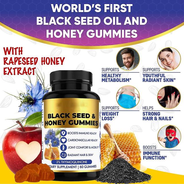 Black Seed Oil And Raw Honey Gummies Boost Immunity And Radiant Hair And Skin Dietary Supplement on Productcaster.