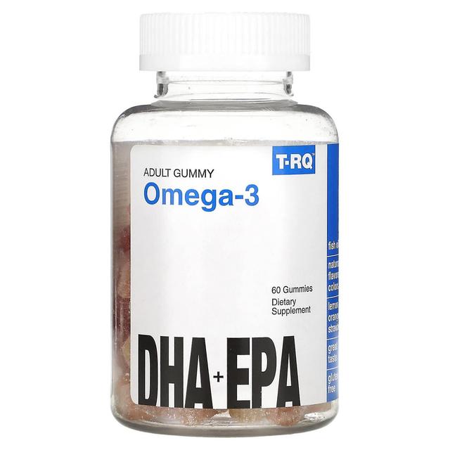 T-RQ, Ômega-3 gomoso adulto, DHA + EPA, Limão, Laranja, Morango, 60 Gummies on Productcaster.