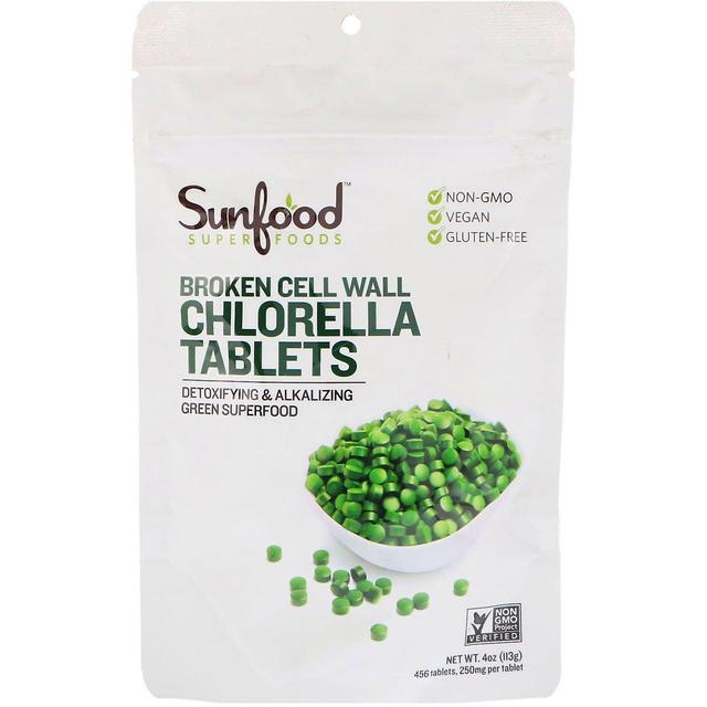 Sunfood, Chlorella-tabletter med brudt cellevæg, 250 mg, 456 tabletter, 113 g on Productcaster.