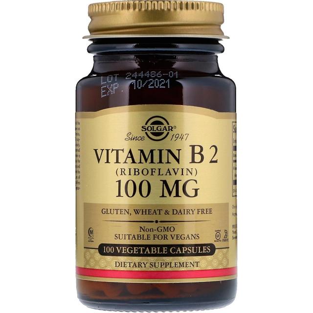 Solgar, Vitamin B2 (Riboflavin), 100 mg, 100 Vegetable Capsules on Productcaster.