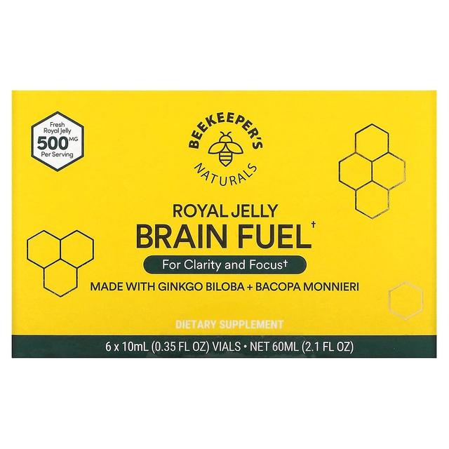 Beekeepers Naturals Imker Naturals, Royal Jelly Brain Fuel, 6 flacons, 0,35 fl oz (10 ml) elk on Productcaster.