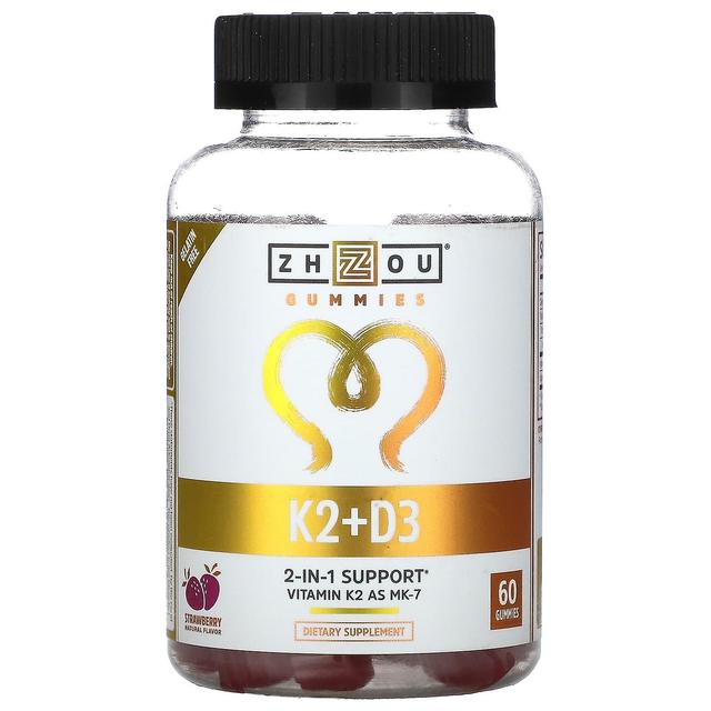 Zhou Nutrition, K2 + D3, Strawberry, 60 Gummies on Productcaster.