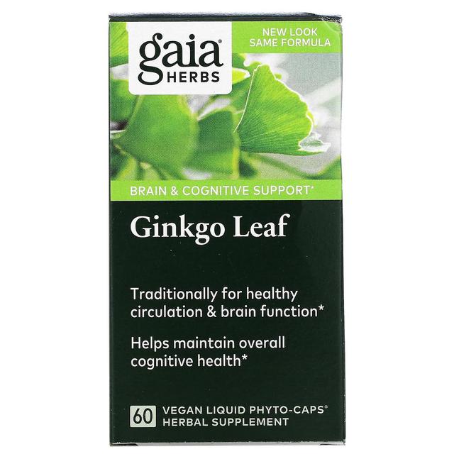 Gaia Herbs Gaia-yrtit, ginkgo-lehti, 60 vegaanista nestemäistä fytokorkkia on Productcaster.