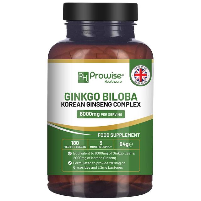 Prowise Healthcare Ginkgo Biloba a kórejský ženšen tablety 8000 mg 180 vegánskych tabliet od Prowise on Productcaster.