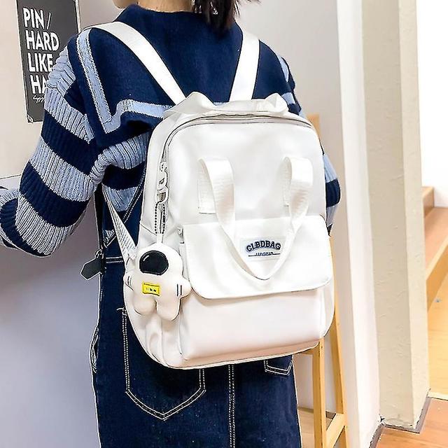 Mochila De Nailon Resistente Al Agua Para Mujer, Bolso Escolar De Estilo Coreano A La Moda, Bolso De Hombro Porttil Informal Multifuncional white C... on Productcaster.