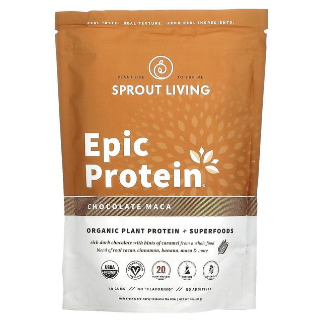 Sprout Living Kiełki Żywe, Epickie Białko, Organiczne Białko Roślinne + Superfoods, Maca Czekoladowa, 1 funt (456 g) on Productcaster.