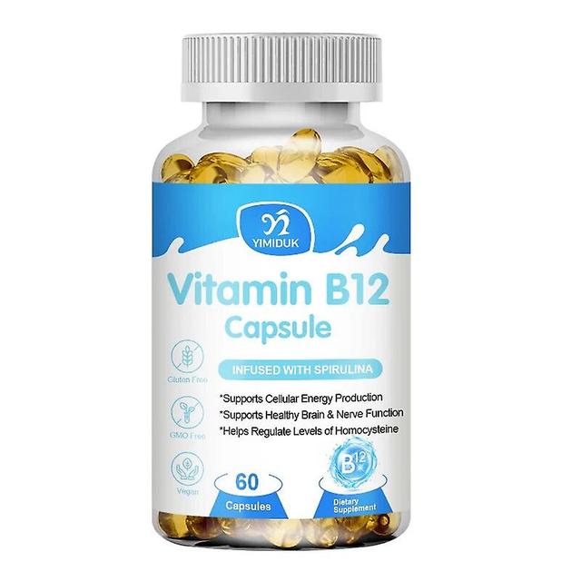 Vorallme Vitamin B12 Kapsel 1000 mcg Methyl B12 Bio-Spirulina schützt das Nervensystem und das Immun-Vitamin-Supplement für Blutzellen 1 Flaschen 1... on Productcaster.