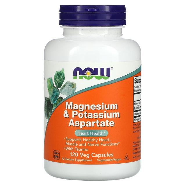 NOW Foods NU Livsmedel, magnesium & kaliumaspartat, 120 veg kapslar on Productcaster.