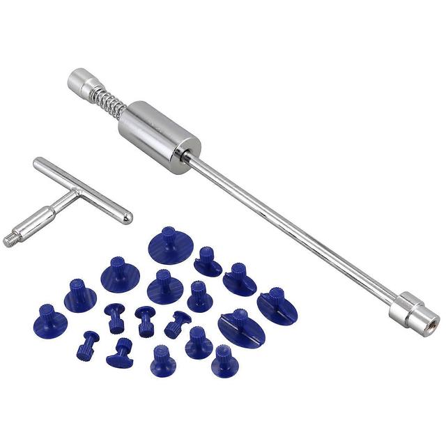 Paintless Dent Repair Hail Removal T Bar Slide Hammer + 18pcs Glue Puller Tabs Nin Silver on Productcaster.