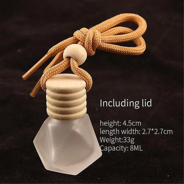 1pc Bil 8ml hængende tomt glas parfume flasker Vedhæng bil ornament Auto Firkantet mat Cap Lace Rope on Productcaster.