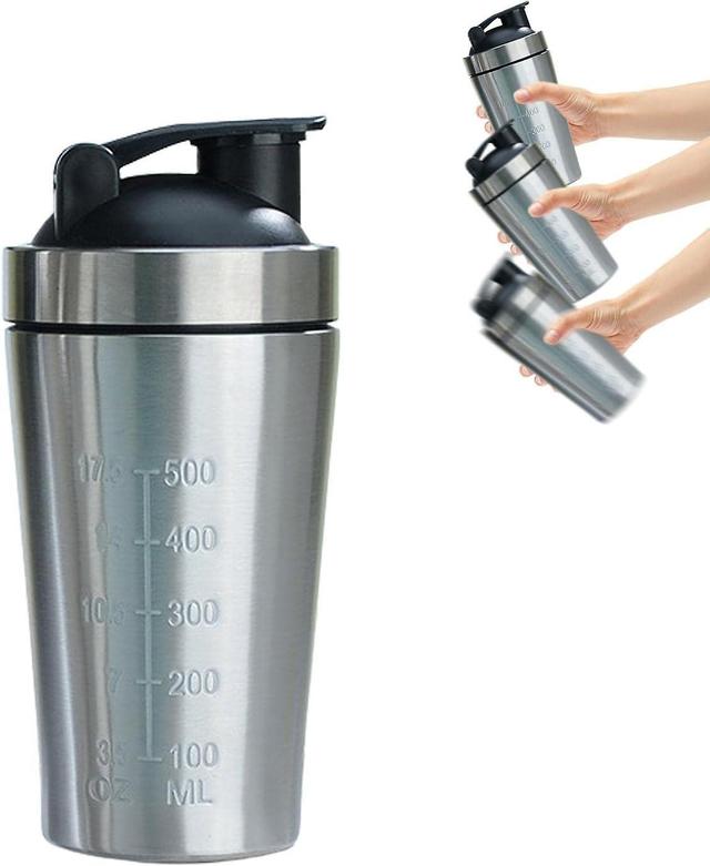 500ml Protein Shake Bottle Smoothie Shaker & Gym Powder Bottle Protein Mixes Shaker Cup Stainless Steel Water Bottle And Protein Shaker Reusable Gym on Productcaster.