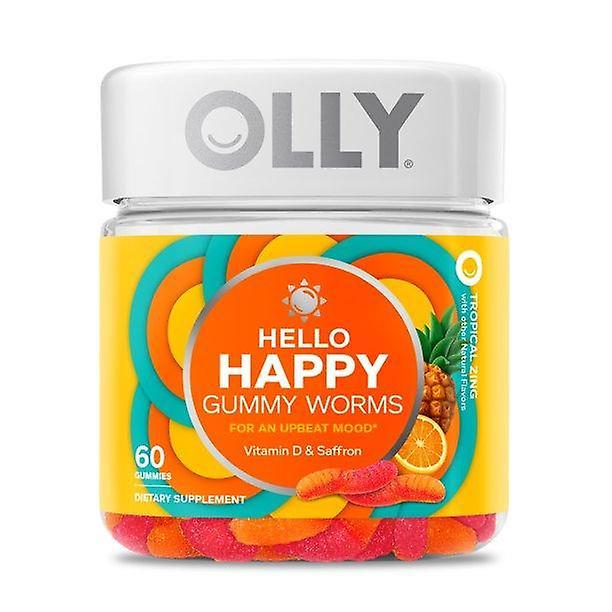 Olly ahoj šťastné gumové červy, vitamín D, šafran, doplnok pre dospelých, tropický, 60 ct on Productcaster.