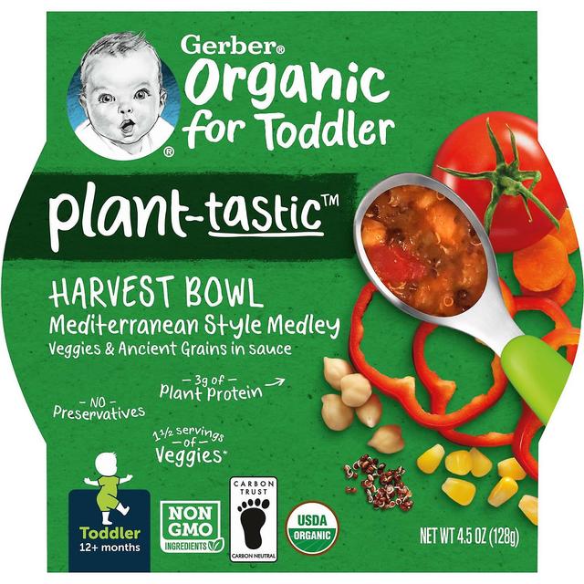 Gerber, Biologisch voor peuter, Plant-Tastic, Oogstkom, 12+ Maanden, Mediterrane Stijl Medley Vegg on Productcaster.