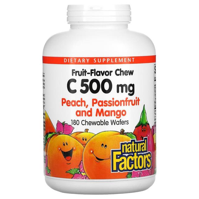 Natural Factors Naturlige faktorer, Frugt-Flavor Chew C-vitamin, Fersken, Passionsfrugt og Mango, 500 mg, 180 Chewable Wa on Productcaster.