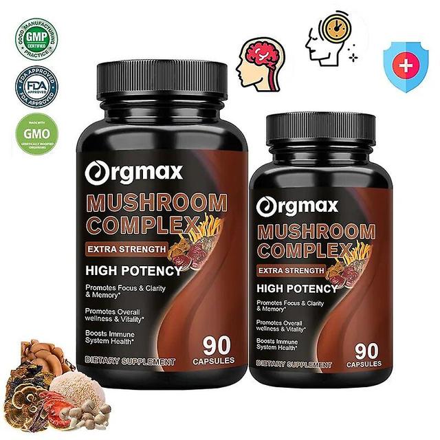 Pafolo Lion Mane Cordyceps Mushroom Complex Supplement For Nootropic Brain Memory & Focus Immune Booster Energy & Stress Relief 2 Bottles 90pcs on Productcaster.