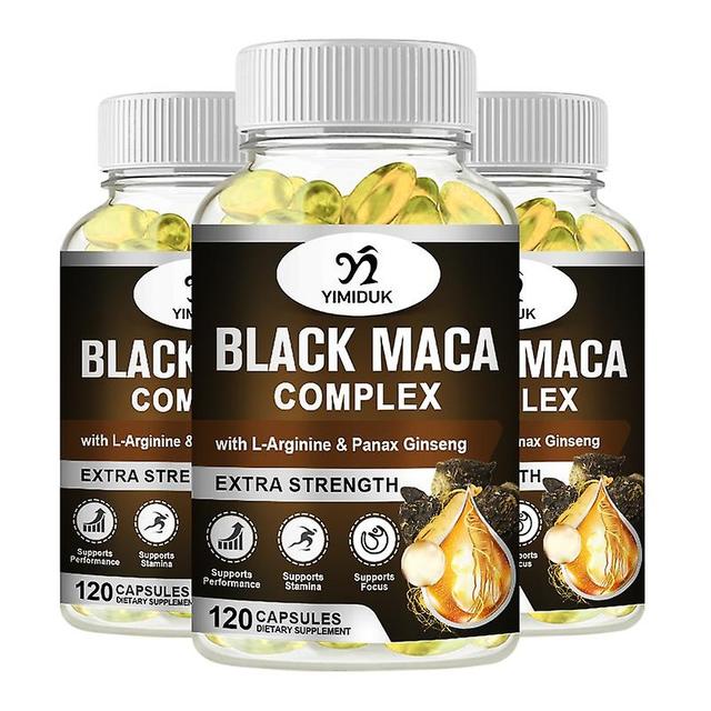 Sofirn Black Maca Root Capsules with & Panax Ginseng | 60/120 Capsules | High Potency Extract | Non-GMO and Gluten Free Formula 3 Bottles 120 PCS on Productcaster.