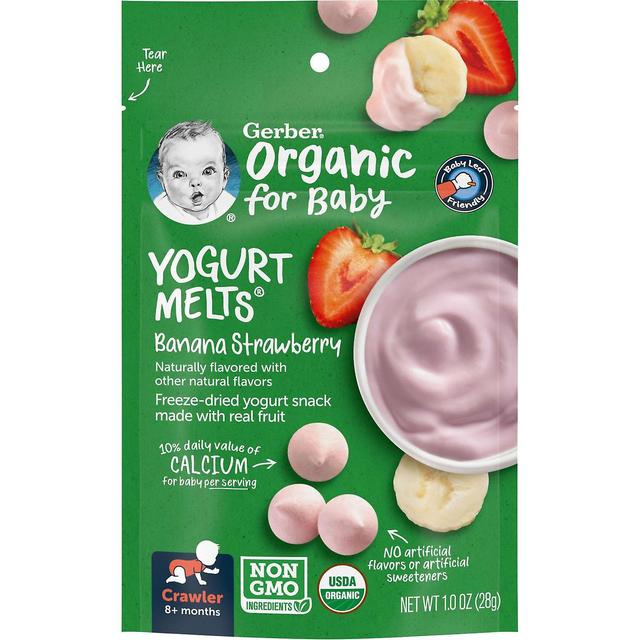 Gerber, Organic for Baby, Yogurt Melts, 8+ Months, Banana Strawberry, 1 oz (28 g) on Productcaster.