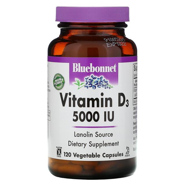 Bluebonnet Nutrition, Vitamin D3, 125 mcg (5,000 IU), 120 Vegetable Capsule on Productcaster.