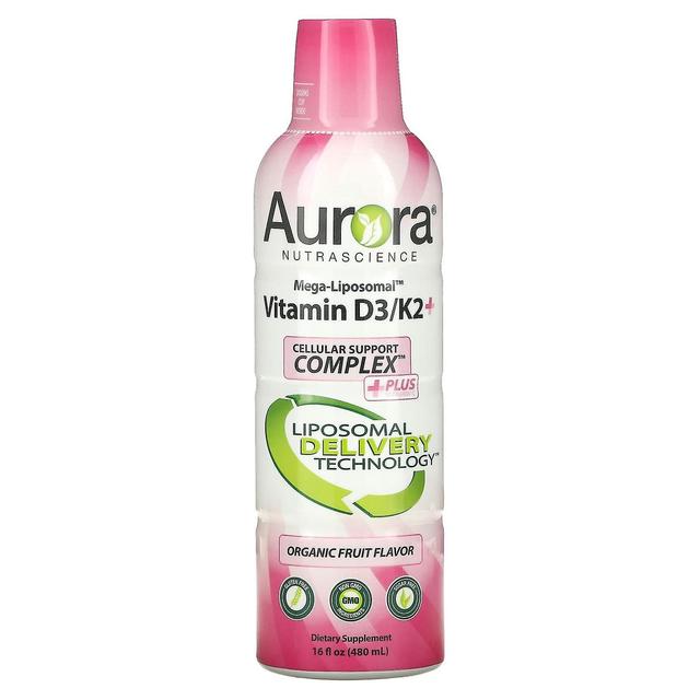 Aurora Nutrascience, megaliposomaalinen D3/K2+-vitamiini, luomuhedelmä, 16 fl oz (480 ml) on Productcaster.