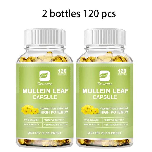 Eccpp Organic Mullein Leaf Capsule Lung Cleanse,detox Support For Healthy Respiratory, Bronchial &immune Function Herbal Supplement 2bottles 120 pcs on Productcaster.