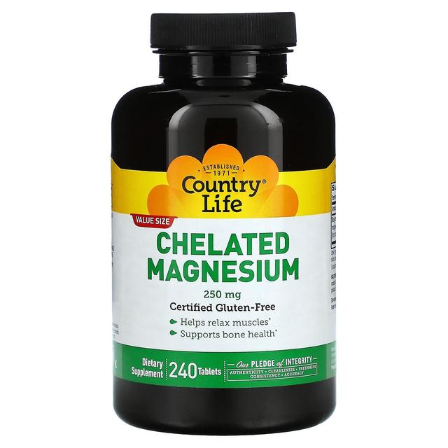 Country Life, Chelated Magnesium, 250 mg, 240 Tablets on Productcaster.