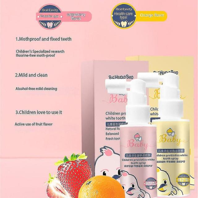 Children's Oral Anti-cavity Probiotics White Tooth Spray Acute Strawberry flavor on Productcaster.