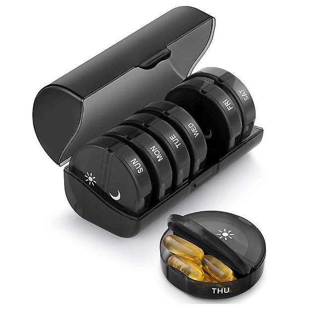 Large Capacity 7 Day Pill Box/vitamin/fish Oil/supplement black on Productcaster.