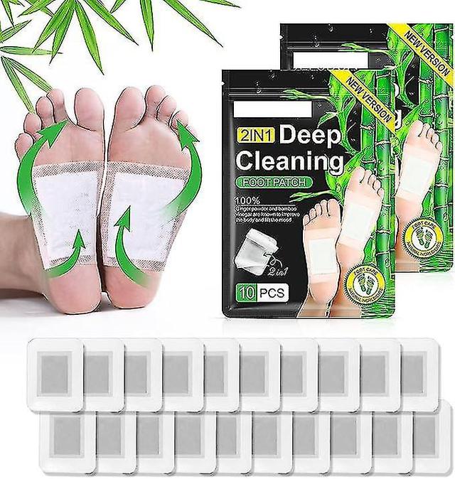 2 In 1 Deep Cleansing Foot Pads, Natural Ginger Powder Bamboo Vinegar Foot Patches For Pain Relief, Relieve Stress, Relaxation, Remove Dampness 50pcs on Productcaster.