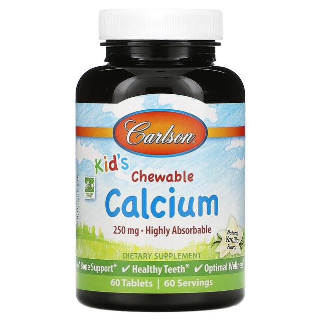 Carlson, Kid's, Chewable Calcium, Natural Vanilla, 250 mg, 60 Tablets on Productcaster.