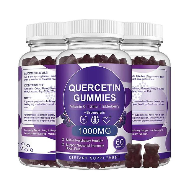 Quercetin 1000mg Gummies, Quercetin With Zinc, Vitamin C, Bromelain & Elderberry For Lung Immune Support Supplement For 60 Count 3 pcs on Productcaster.