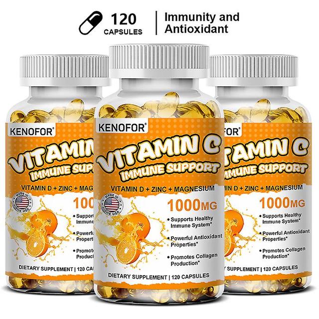 Vorallme kenofor vitamin C immunförsvar, innehållande vitamin D, zink, magnesium, kraftfull antioxidant, främjar kollagenproduktion 120 count-3 bottle on Productcaster.