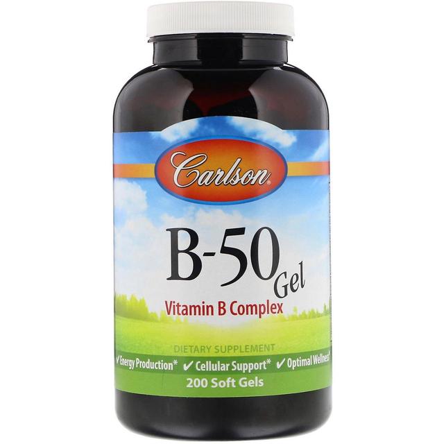 Carlson Labs, B-50 Gel, Complexo de Vitamina B, 200 Géis Moles on Productcaster.