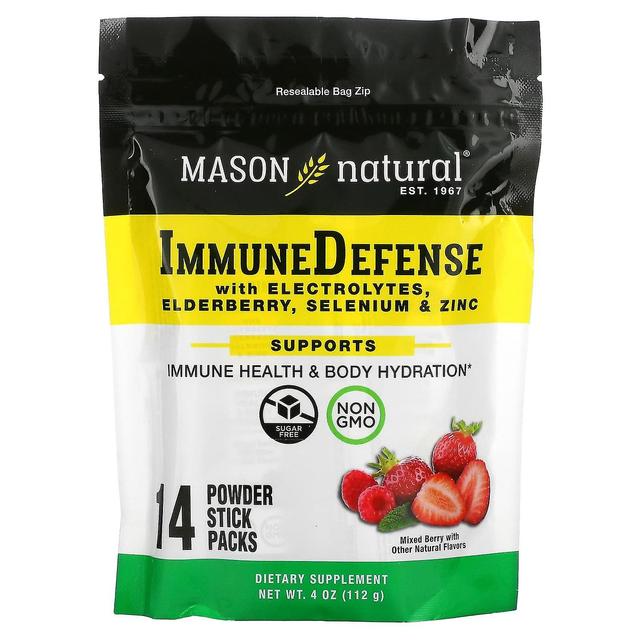 Mason Natural, Immune Defense with Electrolytes, Elderberry, Selenium & Zinc, Mixed Berry, 14 Powder on Productcaster.