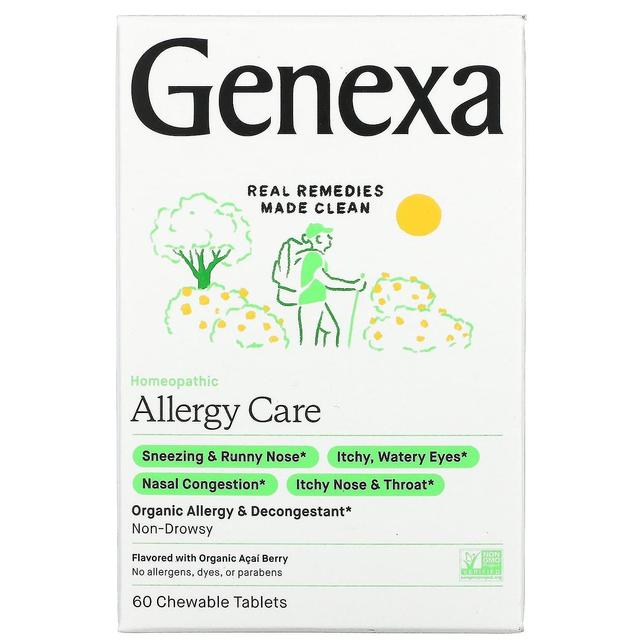 Genexa LLC, Allergy Care, Organic Allergy & Decongestant, Organic Acai Berry, 60 tabletas masticables on Productcaster.