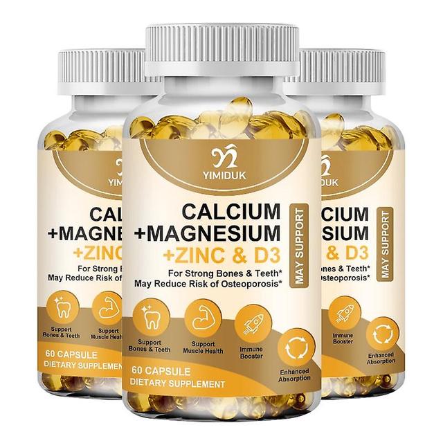 Eccpp Calcium Magnesium Capsule Zinc Vitamin D3 Strong Bones Muscle Teeth Increase Immunity System Function Supplement 3 Bottles 60 pcs on Productcaster.