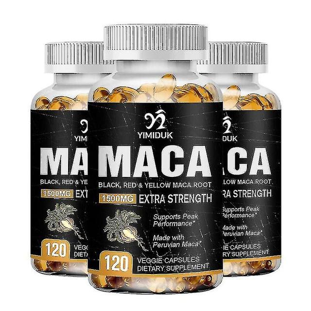 Peruviansk Horny Goat Maca Root kapsler med høj styrke ginseng, Maca rod understøtter fertilitet booster for mænd og kvinder 3 flasker 60 pcs on Productcaster.